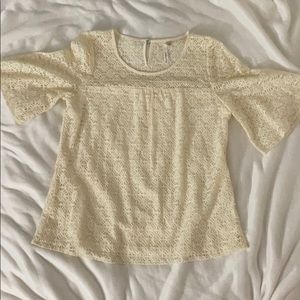 NY Collection tan lace blouse